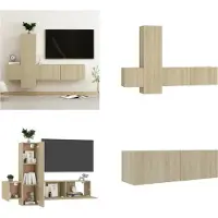 vidaXL 3 pcs. Armoire TV Sonoma chêne bois composite - Armoire TV - Armoire HiFi - Armoires HiFi