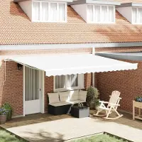 Prolenta Maison Exclusive - Toile de remplacement pour store banne, dimensions 4,5 x 3 mètres, couleur blanche, en polyester