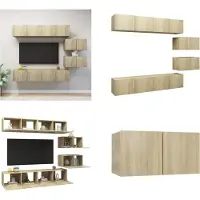 vidaXL 6 pcs. Armoire TV Sonoma chêne bois composite - Ensemble d'armoires TV - Ensembles d'armoires TV - Ensembles d'armoires TV suspendues