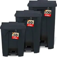 Floordirekt Poubelle Olaf pour la maison, le bureau & le commerce plusieurs couleurs & tailles Gris 50 litres
