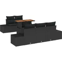 Syfax Ensemble de canapé de jardin 6 pcs Noir Poly rotin
