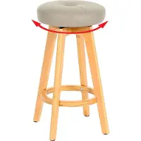 Mendler Tabouret de bar Navan, chaise de bar tabouret de bar, bois similicuir pivotant taupe, pieds clairs