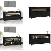 vidaXL Armoire TV Noir 114x35x52 cm Pin massif - Armoire TV - Armoire TV Bois - Meuble TV