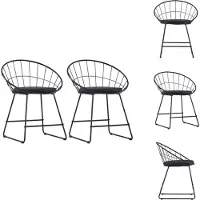 vidaXL Chaises de salle à manger avec sièges en similicuir 2 pcs. noir acier - Chaises de salle à manger