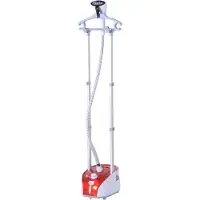 HOMCOM Défroisseur vapeur vertical 1950 W 32g/min, réservoir d'eau de 2 litres, tige télescopique, fer vertical autonomie 45min, 11 températures réglables, prêt en 38s, planche et cintre fournis rouge