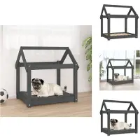 vidaXL Lit pour chien Gris 71x55x70 cm Pin massif - Lits pour chiens