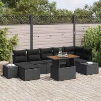 Prolenta Maison Exclusive - Ensemble de salon de jardin, 8 pièces, noir et marron
