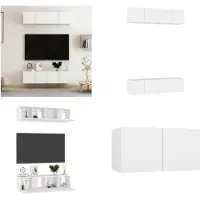 vidaXL Armoires TV 4 pcs. Blanc 60x30x30 cm Bois composite - Armoire TV - Armoires TV - Armoire Hi-Fi - Armoires Hi-Fi