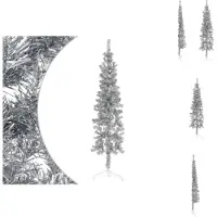 vidaXL Semi-sapin de Noël artificiel Support Élancé Argenté 120 cm - Sapins de Noël