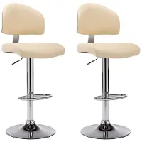 Syfax Tabourets de bar lot de 2 crème similicuir