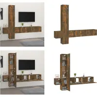 vidaXL 5 pcs. Armoire TV Set chêne fumé bois composite - Ensemble d'armoires TV - Ensembles d'armoires TV - Meuble-paroi