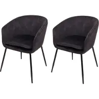 Mendler Lot de 2 chaises de salle à manger HWC-O28, chaise de cuisine chaise rembourrée, tissu/textile (340g/m²) métal gris foncé