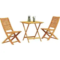 Syfax Ensemble bistro pliant 3 pc Marron Bois d'Acacia Massif