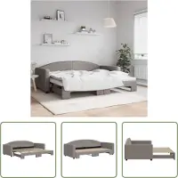 The Living Store Lit de jour extensible Taupe 90x200 cm Tissu