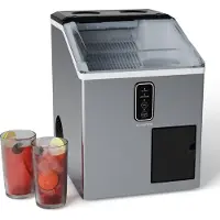 Klarstein Machine à Glaçons - Acier Inoxydable, 15kg/24h, Glaçons & Glace Pilée, Réservoir 1,8L, Écran LCD, Compacte, Idéale pour Maison/Fêtes/Événements