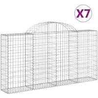 vidaXL Gabions avec arc surélevé 7 pcs. 200x30x100/120cm Fer galvanisé