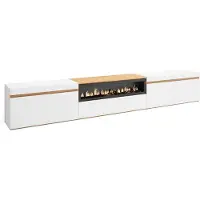Skraut Home COZY Meuble TV, Banc Télé, 288x35x45 cm, Cheminée électrique, Blanc et Chêne Soft