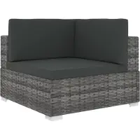 Syfax Chaise d'angle 1 pc et coussins Résine tressée Gris