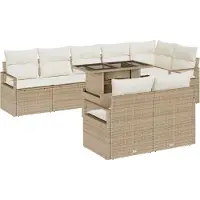 Syfax Ensemble de canapé de jardin 9 pcs Beige Poly rotin
