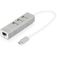 Digitus Adaptateur USB 2.0 vers Fast Ethernet , hub USB 3 ports