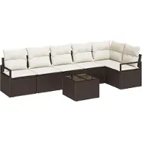 Syfax Ensemble de Canapés avec coussin 7 pcs Marron polyrotin