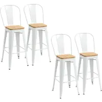HOMCOM Lot de 4 tabourets de Bar Empilable Chaise de Bar Industriel avec Dossier Repose-Pied Hauteur d'Assise 76 cm métal Blanc