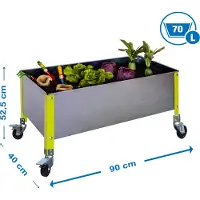 Simon Rack Bac surélevé SIMONGARDEN URBAN métal vert, argent rectangulaire 90,0 x 48,5 cm