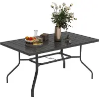 Outsunny Table de jardin 152x90 cm, Résistante aux intempéries Table de balcon en acier Table d'appoint