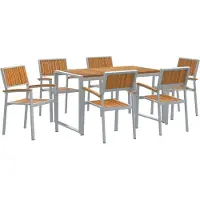 vidaXL Salon de jardin 7 pcs Gris Bois massif Acacia
