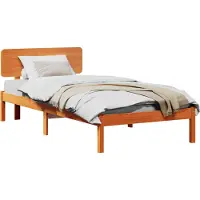Syfax Cadre de lit avec tête de lit Brun cire 75 x 190 cm Pin massif