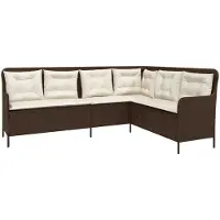 vidaXL Canapé de jardin en L avec coussins Marron Poly rotin
