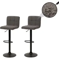 Mendler Lot de 2 tabourets de bar HWC-G87, tabouret de bar, réglable en hauteur pivotant, tissu Boucle (450g/m²) MVG gris foncé