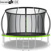 Zipro Trampoline Jump Pro Premium | 14FT Ø 435 cm | Trampoline de jardin Trampoline pour enfants Kit complet avec filet, échelle et housse de protection, extérieur, vert