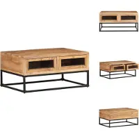 vidaXL Table basse 90x60x40 cm en bois massif d'acacia - Tables basses