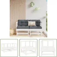 The Living Store Canapés d'angle de jardin 2 pcs. Blanc Pin massif
