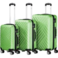 Zelsius Set de valises 3 pièces, vert, valise de voyage en ABS avec serrure à combinaison et séparateur intérieur
