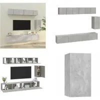 vidaXL 6 pcs. Armoire TV Set Béton Gris Bois composite - Armoire TV - Meubles TV - Meubles TV