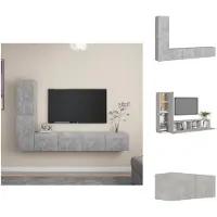 vidaXL Ensemble de meubles TV 4 pièces gris béton Matériau dérivé du bois - Meubles TV