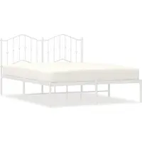 Syfax Cadre de lit métal sans matelas et tête de lit blanc 150x200 cm