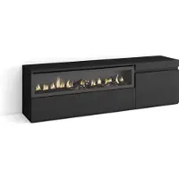 Skraut Home COZY Meuble TV, Banc Télé, 150x35x45cm, Pour les TV jusqu'à 65", Cheminée électrique, Noir