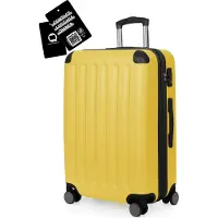 Hauptstadtkoffer Spree - Valise 65 cm extensible + étiquette numérique pour bagages, valise à coque rigide Hardcase Luggage ABS -TSA - 74 L, jaune