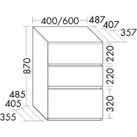 Burgbad Lin20 Armoire basse, 3 tiroirs, 400x487x870mm, USIV040F5355