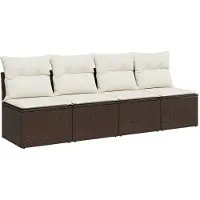 Syfax Canapé de jardin avec coussins 4 places marron résine tressée