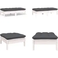 vidaXL Canapé de jardin 2 places avec coussin Blanc Pin massif - Tabouret - Repose-pieds - Repose-pieds
