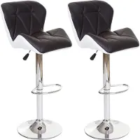 Mendler 2x tabouret de bar HWC-A92, chaise de comptoir, similicuir, rotatif marron