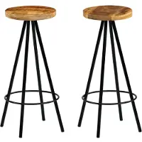 Syfax Chaises de bar lot de 2 bois de manguier solide