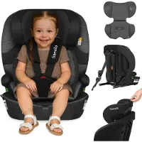 Lionelo Siège auto Billy i-Size 76-150 cm, montage ISOFIX ou ceinture de sécurité, protections latérales et appui-tête réglable - Noir Gris