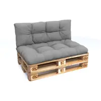 Pokar Coussin pour palette avec belle surpiqûre, Taille:Set coussin d'assise 120x80 + coussin de dossier 120x40, Couleur:Gris - Imperméable