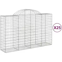 vidaXL Gabions avec arc surélevé 25pcs. 200x50x120/140cm Fer galvanisé
