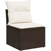 Syfax Canapé de jardin sans accoudoirs coussins brun résine tressée